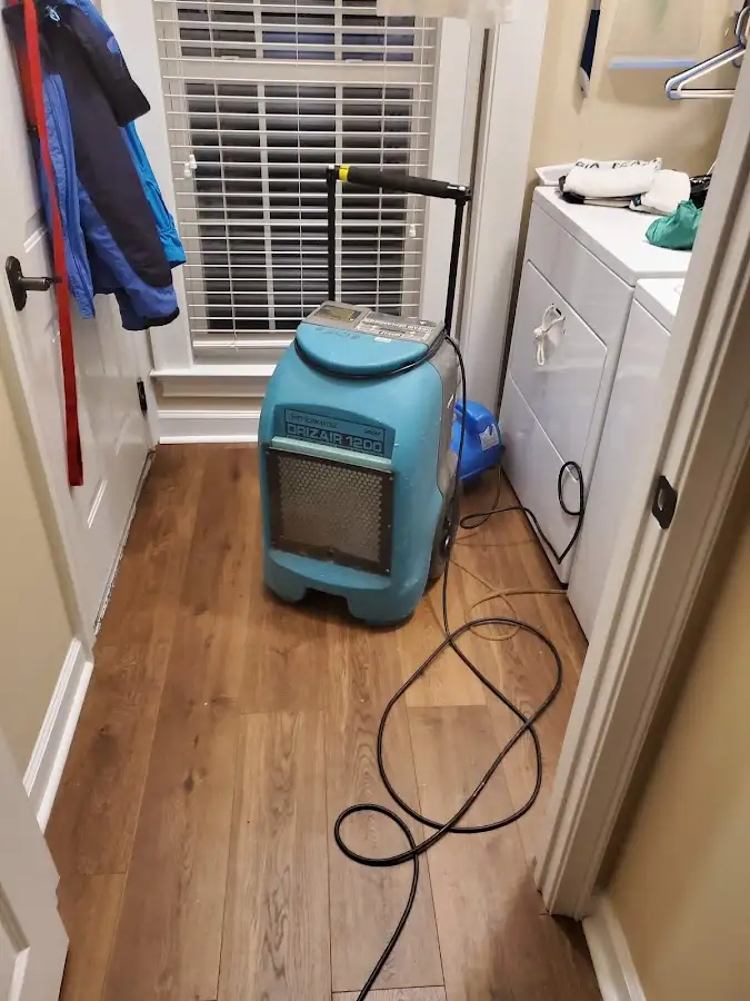 Commercial dehumidifier deployed for Flood Damage Cleanup in Carver